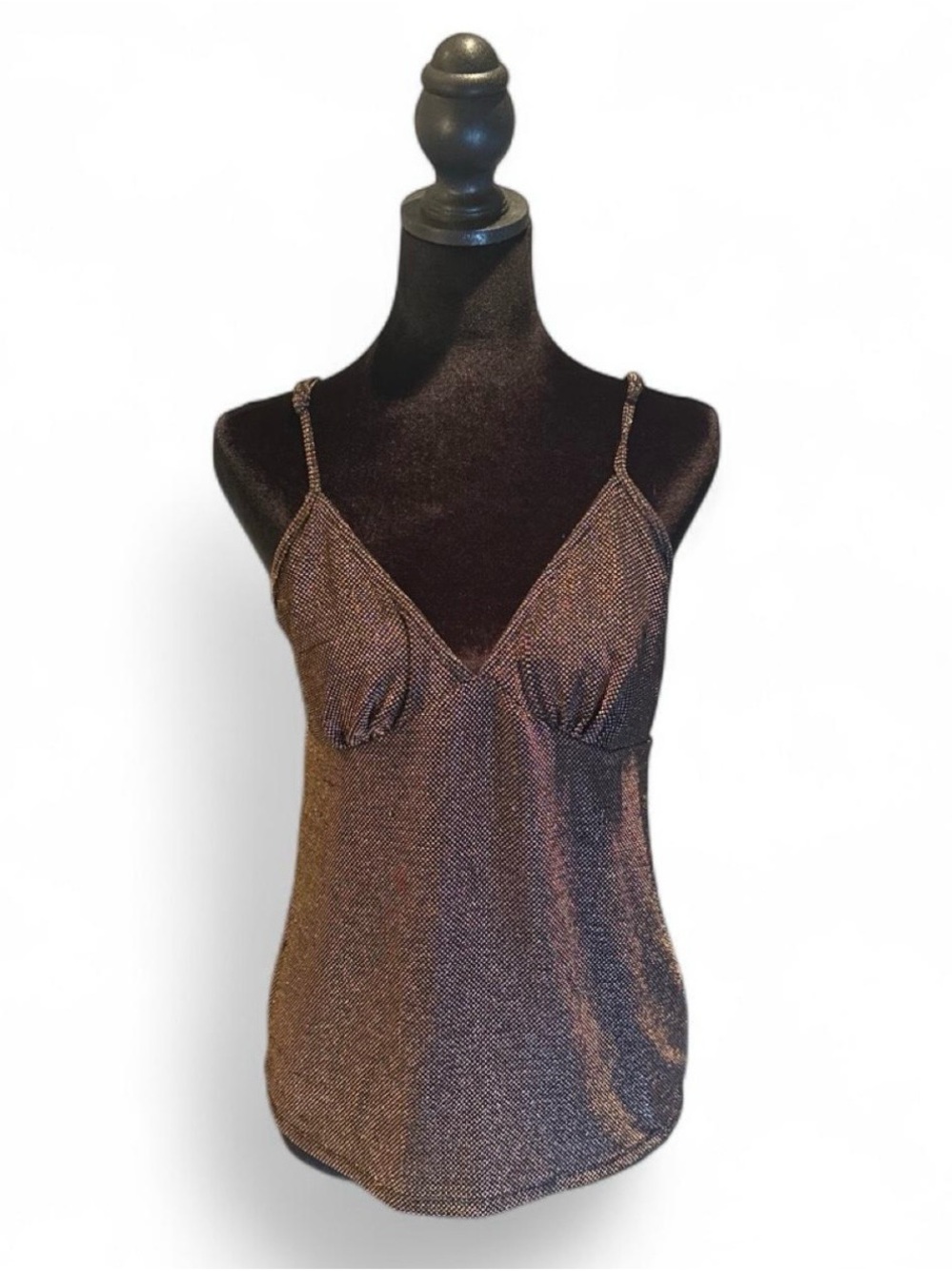Y2K Linea Donatella Metallic Shimmer Tank Top in S.
